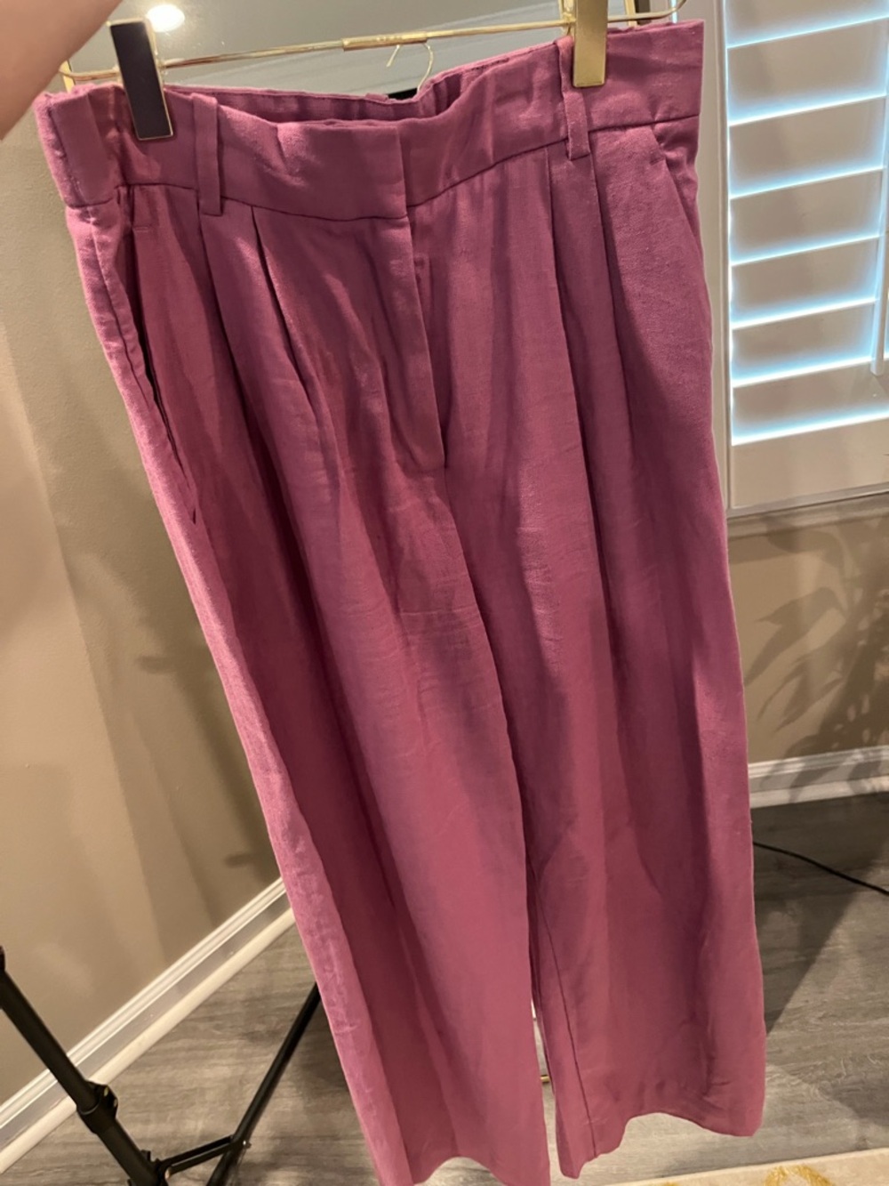 Abercrombie & Fitch Mauve Linen-Blend Pants